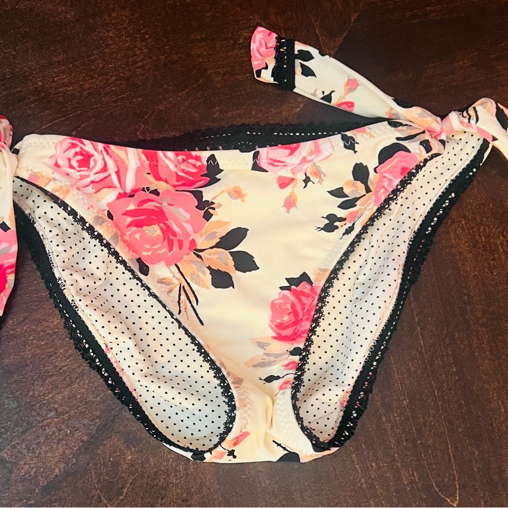 Betsey Johnson Red and Black Polka-Dot Swim Bottoms